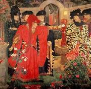 Henry Arthur Payne Plucking the Red and White Roses in the Old Temple Gardens oil